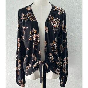 Eyeshadow Floral Tie Front Blouse L Open Front Boho Romantic Hippie Fairy Grunge